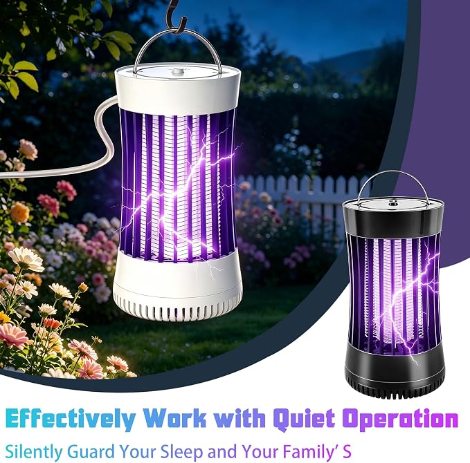 Phosooy 2 Packs Indoor Electric Bug Zapper with Fan, 2-in-1 Mosquitoes Killer with 1500V High Voltage, Small Fly Insects Lamp Trap Catching Moth Gnat Fruit Flies, White & Black, No Battery