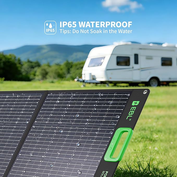 EBL 100W Portable Solar Panel, 18V Foldable Solar Charger for Power Station, Waterproof IP65 High-Efficiency Battery Charger for Outdoor Camping RV Trip Offgrid Living