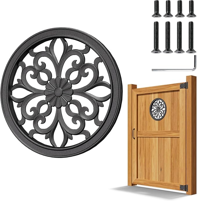 Decorative Inserts for Fence Gates, Aluminum Alloy Ornamental Panels Outdoor Home Garden Decor, Round, 15.1"x15.1"