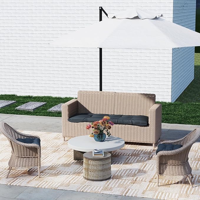 Outdoor Chair Cushions Set of 2, 19x19x4 Inch Seat Pads with Ties for Patio Wicker Chairs Garden Dining Chair, Indoor Outside Use, Fade-Resistant & Waterproof, Dark Gray