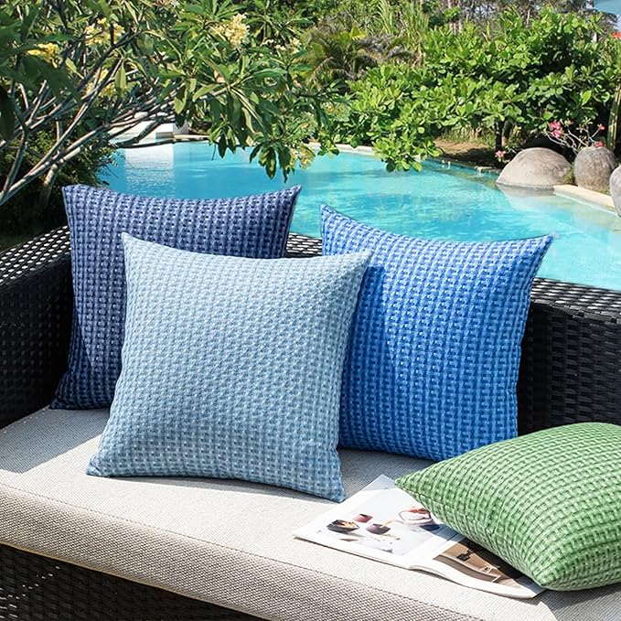 Kevin Textile Outdoor Waterproof Throw Pillow Covers Pack of 2 Boho Farmhouse Decorative Euro Sham Cushion Covers for Garden Patio Tent Balcony Bench Couch Sofa 26x26 Inch, Sage Green