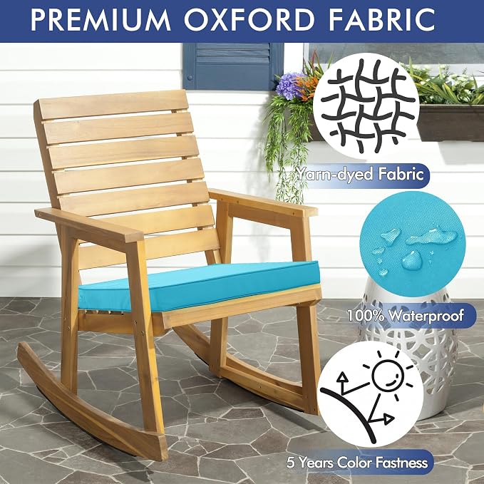 Outdoor Chair Cushions 16 x 17 Inch, Set of 6, Water Resistant Patio Chair Cushions with Tie 3 Year Color Fastness Thick Outdoor Seat Cushion for Garden Lawn Patio Furniture Teal