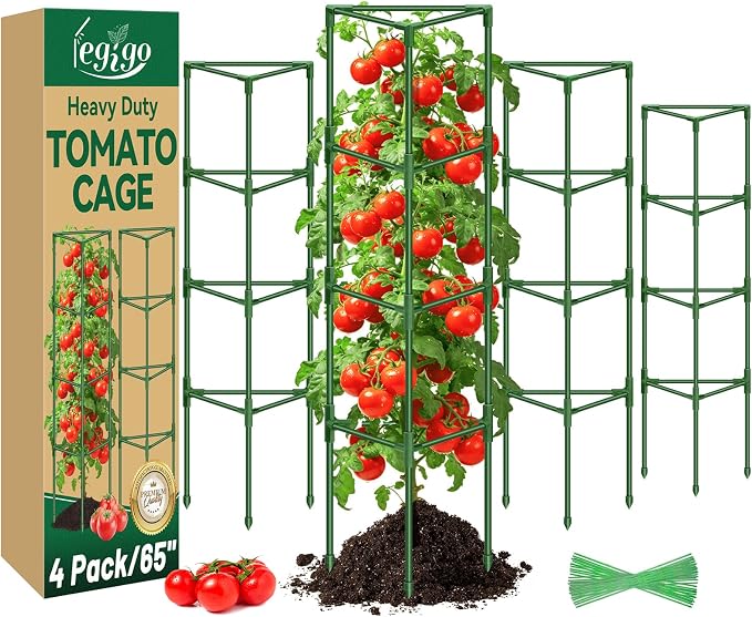 Legigo 4 Pack 65 Inch Tomato Cage for Garden, Heavy-Duty Tomato Trellis Plant Support Stakes, Adjustable Garden Trellis Plant Cage for Climbing Plants Peppers Outdoor Raised Garden Bed and Vegetables
