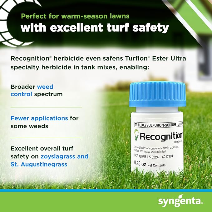 Syngenta Recognition Herbicide. (0.45 oz) Water Dispersible Granule Weed Killer - Post Emergent Weed Control for lawns, Weed Stop for lawns