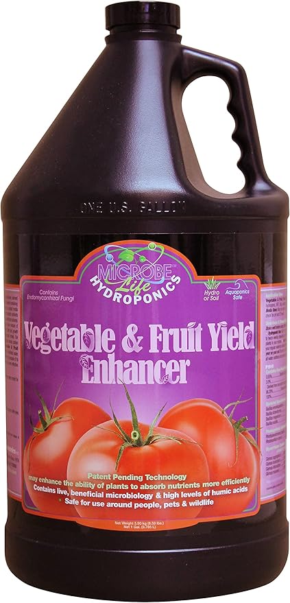 Microbe Life Hydroponics Fruit and Vegetable Plant Growth Yield Enhancer, Plant Nutrients for Better Growth and Yield, Use with Any Feeding Systems Including Hydroponics or Soil, 1 Gallon