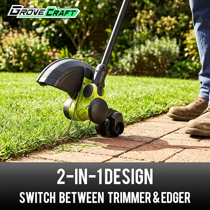 20V Cordless String Trimmer, 2x4Ah Grass Trimmer&Edger with 8 Replacement Spools, Battery Powered Weed Trimmer with Auto Line Feed for Garden, Lawn, Green