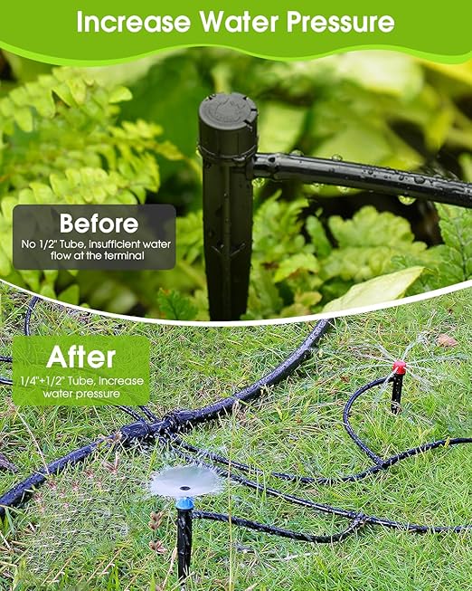 Irrigation System Kit, MSDADA 226Ft Garden Watering System Automatic Drip Irrigation System, Plant Watering Devices with Distribution Hose, Plant Drip Feeders for Indoor, Greenhouse, Flower Bed, Patio