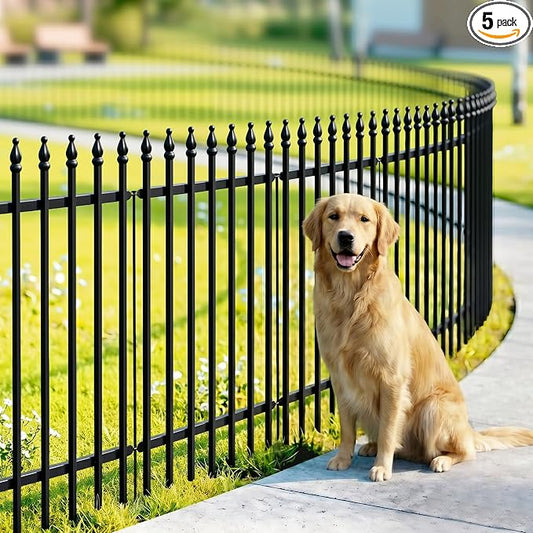 Thealyn Metal Garden Fence 32 inch H x 24 inch W (5 Panels, Total Length 10 ft) No Need Dig Outdoor Rustproof Animal Barrier Fencing Border Fence for Dog, Patio,Yard, Landscape, Flower Bed