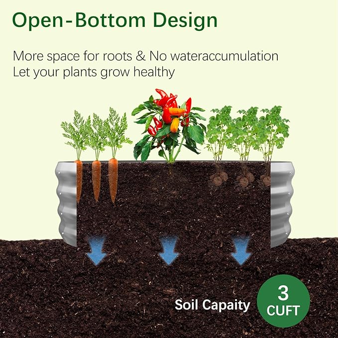 Galvanized Garden Bed Kit for Vegetables/Herbs/Flowers, Raised Planter Box, Outdoor, 2x2x1 Feet