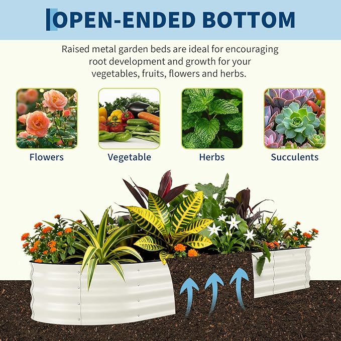 2 Pcs Raised Garden Beds Outdoor 8x2x1.5 ft - Galvanized Steel Planter Box for Vegetables, Flowers, Rust-Resistant Garden Box, Easy Assembly Raised Beds, Durable Planters for Outdoor Plants, Beige
