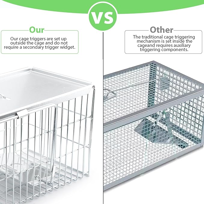 Faicuk Heavy Duty Squirrel Trap Chipmunk Trap Rat Trap and Other Similar-Size Rodents - 16.3” x 6” x 6.7”