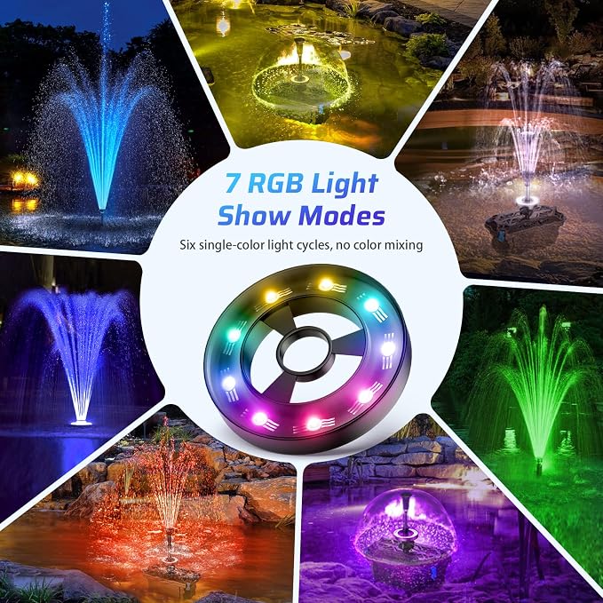 Antfraer 660GPH Pond Filter with RGB Auto-Cycle LED Lights - Built-in 40W Pump & 3-Stage Pond Filters for Outdoor Ponds, Koi Fish Ponds, Garden Fountains, Waterfalls & Aquariums (Corded Electric)