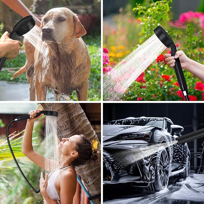 Spopal Portable Shower for Camping, [Upgraded] 10000mAh Rechargeable Camping Shower with 5 Adjustable Speeds,Premium LED Display, IPX8 Waterproof Outdoor Shower Kit for Hiking, Car, Pet, Travel