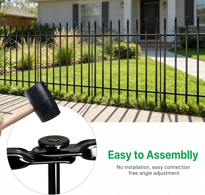 Thealyn Metal Decorative Garden Fence 36" H x 28" W (5 Panels, Total Length 11.6 feet), Metal Border Folding Fence, Landscape Fencing Dog Fence Pet Fence for Flower Bed, Yard, Animal Barrier