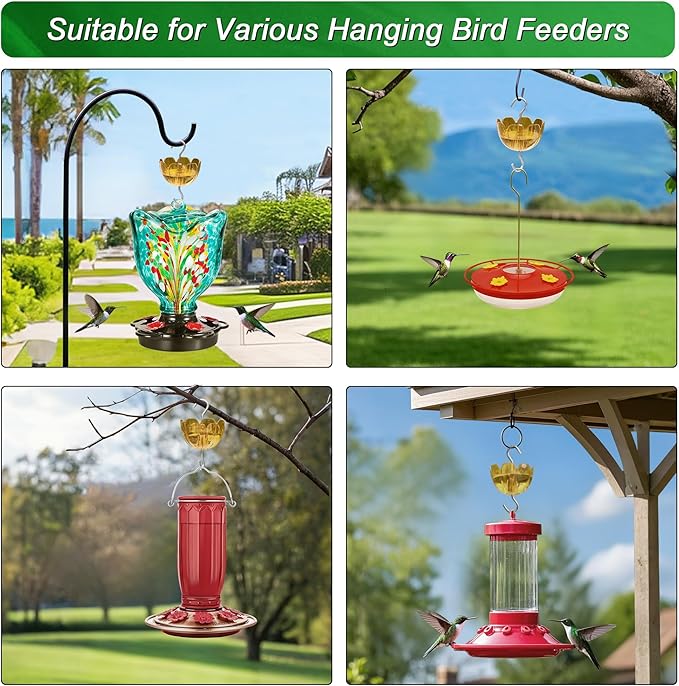 6-Pack Ant Moat for Hummingbird Feeders, Large Capacity Petal-Shaped Ant Guard, Outdoor Ant-Proof Hanging Feeder Accessories, Twist & Clean with Level Window (6 Set)