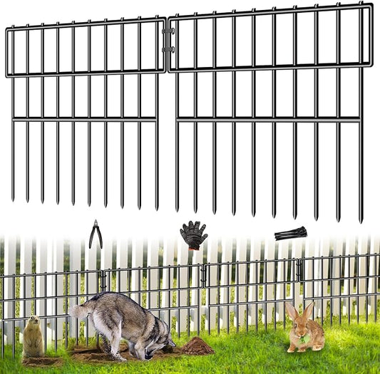 39.5ft(L) X 13in(H) Animal Barrier Fence, 28 Panels No Dig Fence for Dogs, 1.52IN Gap Anti Digging Dog Barrier, Rustproof Metal Garden Edging Border Defense for Outdoor, Yard, Lawn