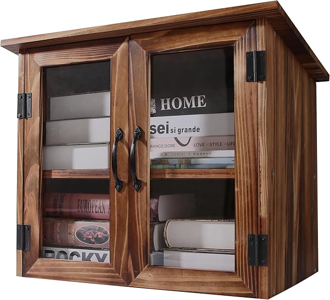 WONFUlity Library Box Outdoor,Free Library Box Little Outdoor Book Storage,Wood Cabinet for DIY Neighborhood Community School Sharing Books, Literature, Newspapers, Food, Art (brown, 22x20x18.5)