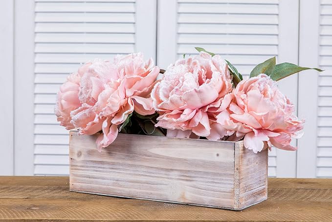 Wooden Planter Box, Whitewash with Plastic Liner l Garden Decor l Restaurant and Wedding Decorations l Wedding Bouquets, Table Centerpiece (12x4 Set of 4, Whitewash)