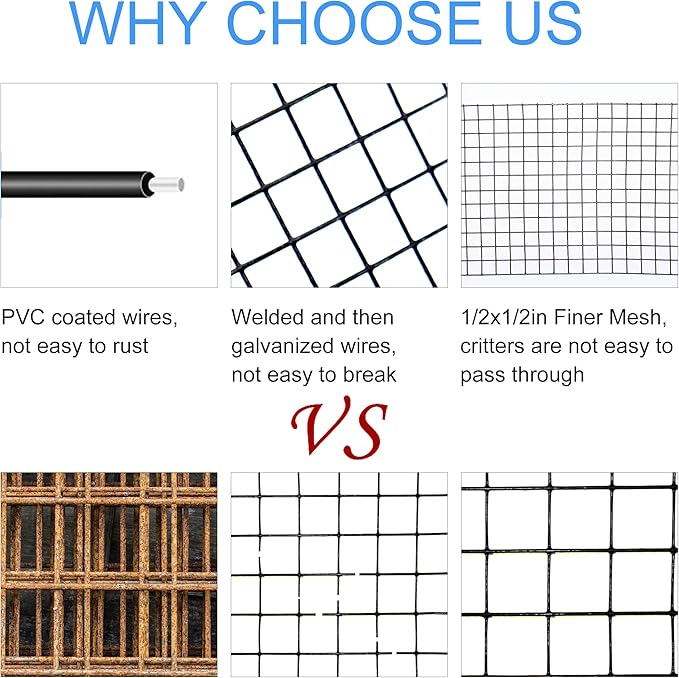 Solar Panel Guard, 4in X 100ft PVC Coated Critter Guard Roll Kit for Solar Panel Wire Screen, Black Pigeon Deterrent Solar Panel Mesh (No Clips Included)