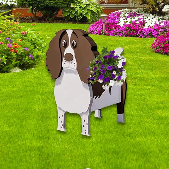 English Springer Spaniel Dog Planter Plant Pots,Cute Dog Flower Planter,Gifts for Pet Lovers,Unique Animal Plant Pots,Office,Indoor Outdoor Garden Decor