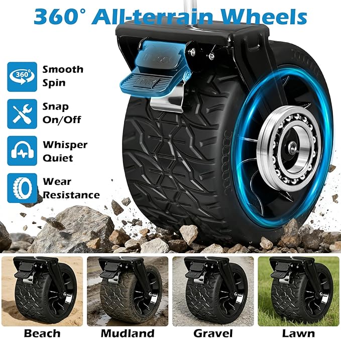 600LBS Beach Wagons Carts Foldable for Sand, Heavy Duty Collapsible Wagon with Brakes & All-Terrain Big Wheels, Large Foldable Folding Wagons for Beach Camp Sports Grocery, Portable