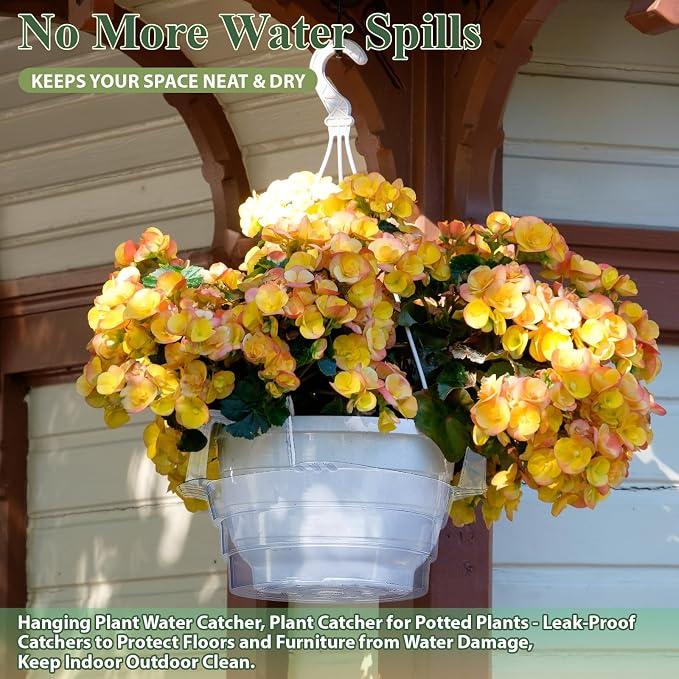 12 Pack Hanging Plant Water Catcher Tray, 8"+10"+12" Clear Drip Pan Saucers (4P/Size) for Hanging Planters & Pots, Indoor Self Watering Accessories for Hanging Plant Baskets (Mix Sizes 12P)