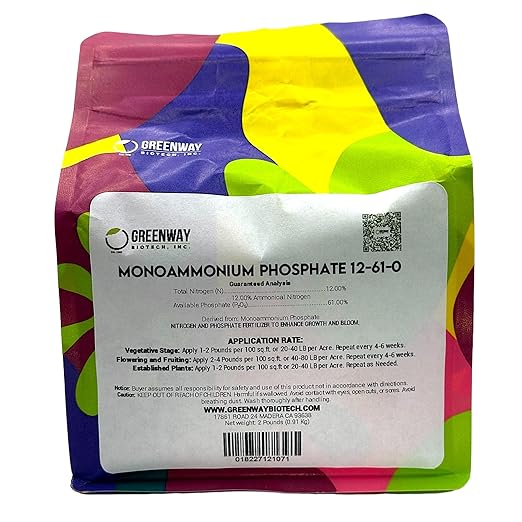 Greenway Biotech, Inc. Monoammonium Phosphate Fertilizer 12-61-0 Contains 12% Nitrogen and 61% Phosphorus- The Ultimate Plant Growth and Blooming Enhancer for Hydroponics and Soil Use - 2 Pounds