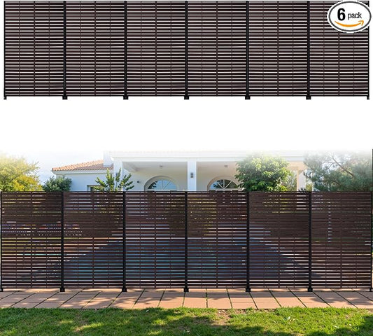 Privacy Screen Outdoor 72" Hx47 W Freestanding Privacy Panel with Stand, HDPE Decorative Privacy Fence with Sandblasting Louver Pattern, Patio Divider Screen, Privacy Screens for Outside
