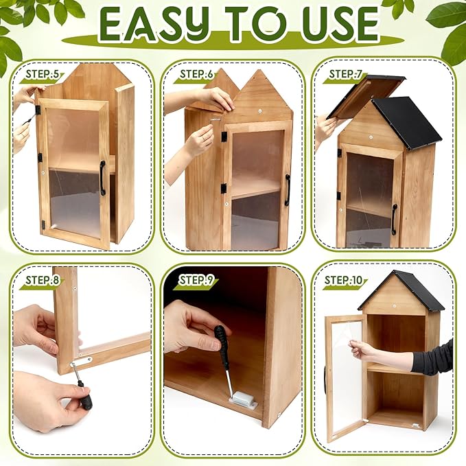Wonderjune Outdoor Little Library Box,2-Tier Little Library for Neighborhoods Community School,Wood Book Storage for Literature Exchange,Halloween DIY Decor, Sharing Books, Literature and Newspapers