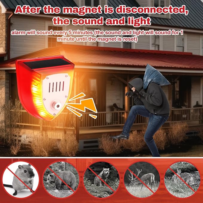 6 Pack Trip Wire Alarm Device 328 ft Reusable Wire for Perimeter Defense 129dB Sound and Light Siren Portable Early Warning Alarm for Outdoor Camping RV Farm Yard Cabin and Property Safety