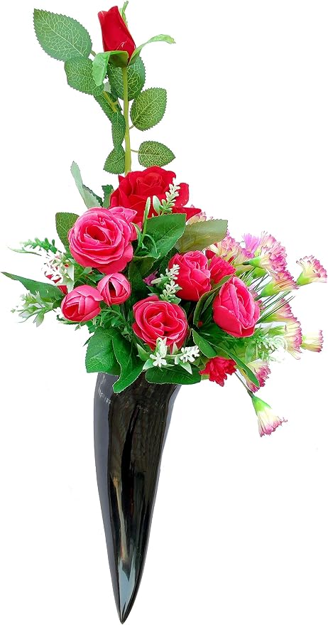 Flower Hanging Vase On the Wall, Set of 2 Made of Horn (14'' to 16'')