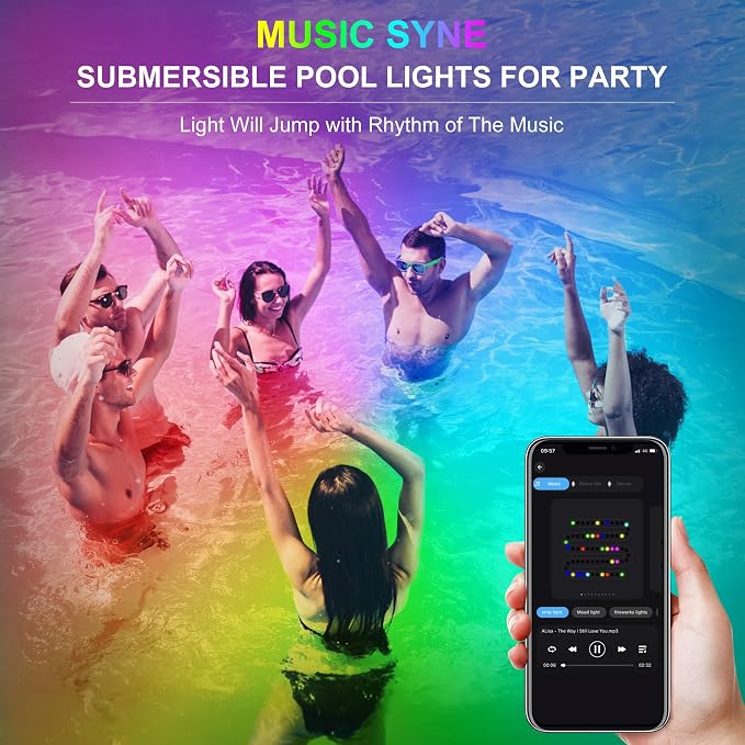 RGB Underwater Pond Lights, Super Bright LED Submersible Fountain Light Colored Landscape Spotlights, Bluetooth APP Control IP68 Waterproof for Fish Aquarium Tank Garden Yard Pool (Set of 12)