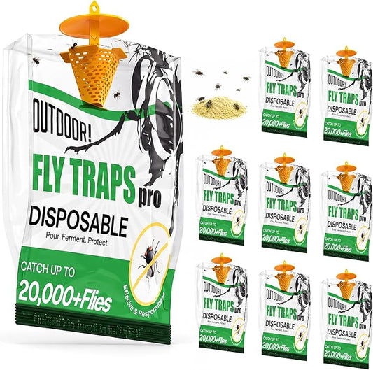9 Pack Fly Traps Outdoor Hanging, Portable Disposable Fly Catcher, High-Capacity Add Water Flying Insect Trap Fly Traps for Patio, Backyard, Ranch & Garbage Area