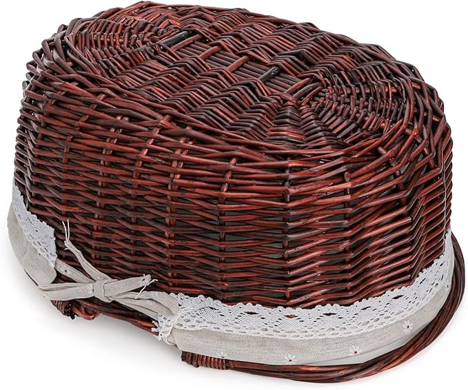 Dicunoy Wicker Picnic Basket with Handle, Large Empty Gift Basket to fill, Open Top Market Harvest Baskets for Garden, Fruit, Candy, Wine, Egg Gathering, Wedding, Vegetables