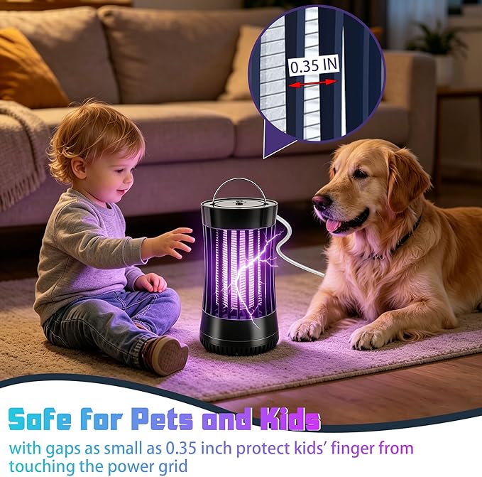 Phosooy 2 Packs Indoor Electric Bug Zapper with Fan, 2-in-1 Mosquitoes Killer with 1500V High Voltage, Small Fly Insects Lamp Trap Catching Moth Gnat Fruit Flies, White & Black, No Battery