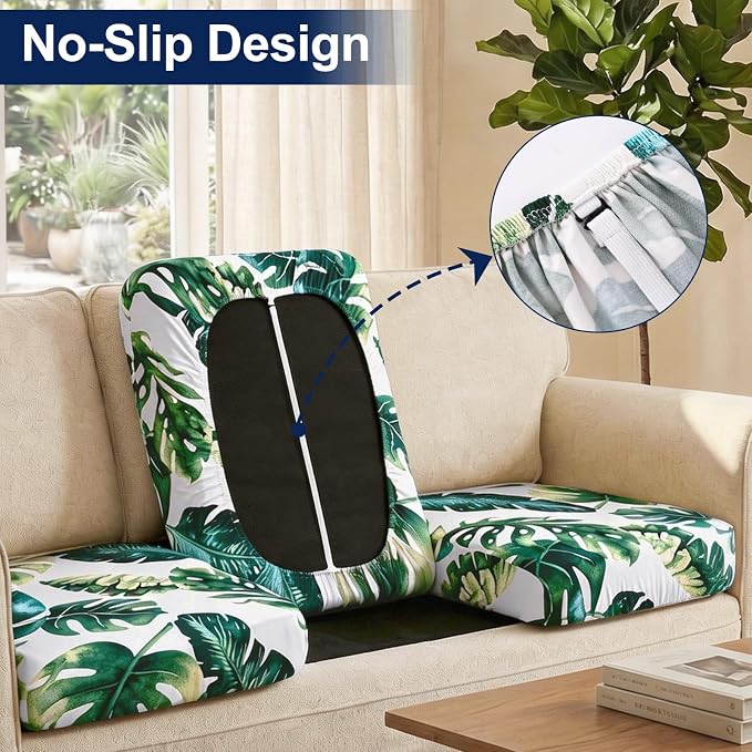 Smiry Waterproof Patio Cushion Covers, Stretch Outdoor Couch Slipcovers Replacement Washable Furniture Protector Sofa Chair Seat Cover for Dogs and Pets (12 Pcs, Green)