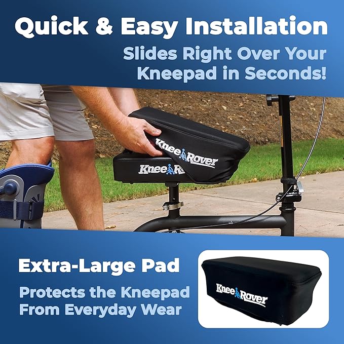 KneeRover Memory Pad Knee Scooter Pad Cover Cushion - Knee Rover Pad Accessory Features Removable Cover and Comfortable Memory Foam Cushion Insert - Knee Walker Pad Fits Most Models