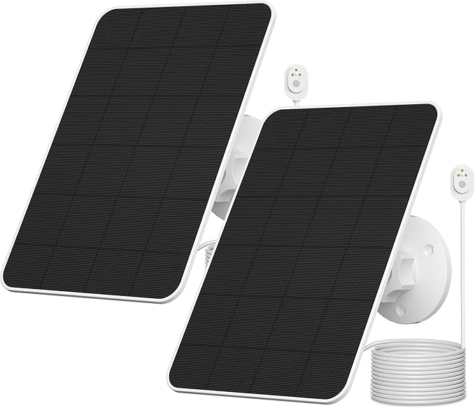 Solar Panel Charger Compatible with Arlo Pro 3/4/5S/3 Floodlight/Ultra/Ultra2 Camera, 5V 4W Solar Panels Charging, IP66 Weatherproof, w/9.8ft Charging Cable, Adjustable Wall Mount (2 Pack)