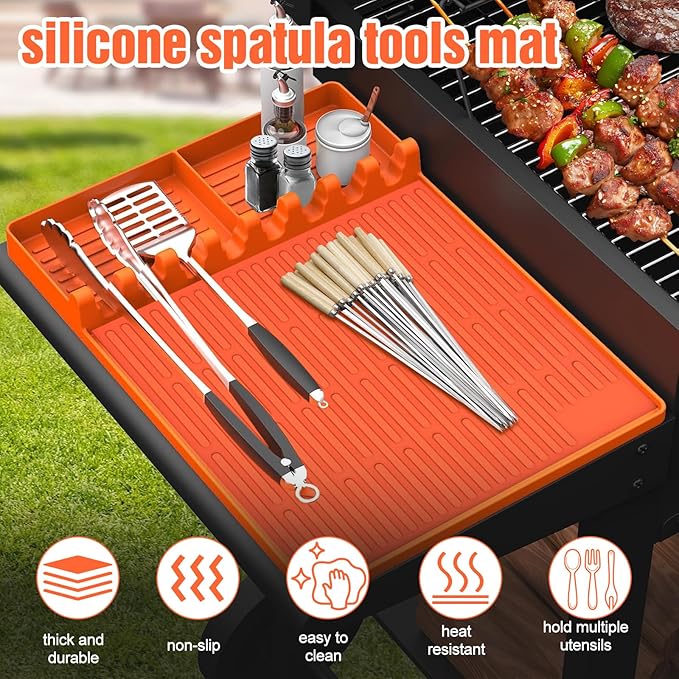 joyhalo Full-Edge 28" Blackstone Silicone Griddle Cover, with 16" Silicone Spatula Mat and Grease Cup Liners, Perfect Combination for Blackstone Griddle for All-Season Outdoor Use