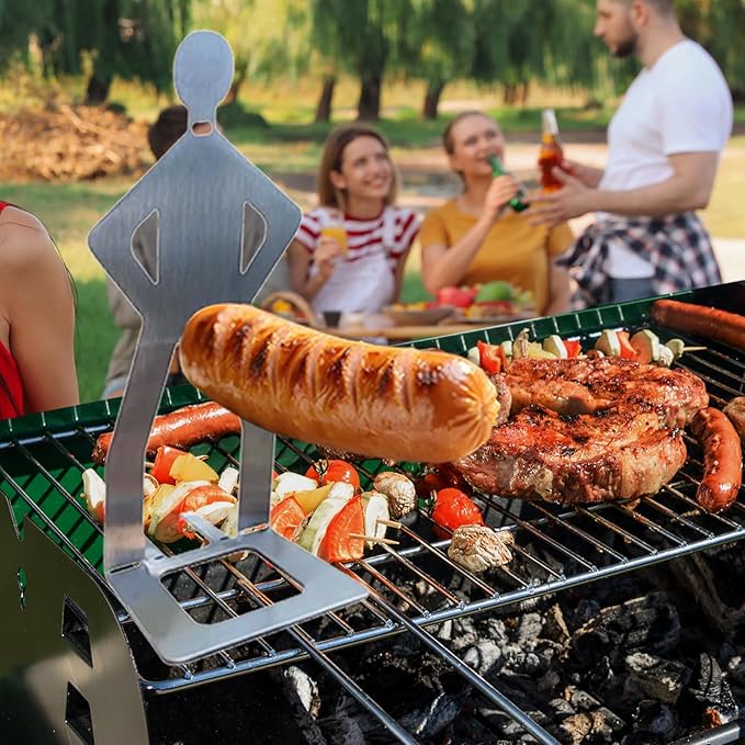 OYASUMI Funny BBQ Man Hot Dog Holders, 4 PCS Reusable Stainless Steel Sausage Stands, Portable Hot Dog Roasters, Barbecue Grill Accessories for Camping & Party Gifts