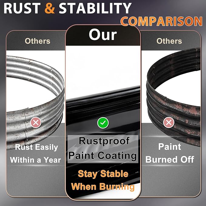 Large Fire Pit for Outside Wood Burning, 48in Big Fire Pit Ring, Heavy Duty Steel Fire Pit with Black Painted Modern Design, Metal Fire Ring for Camping, Backyard, Patio Burn Pit