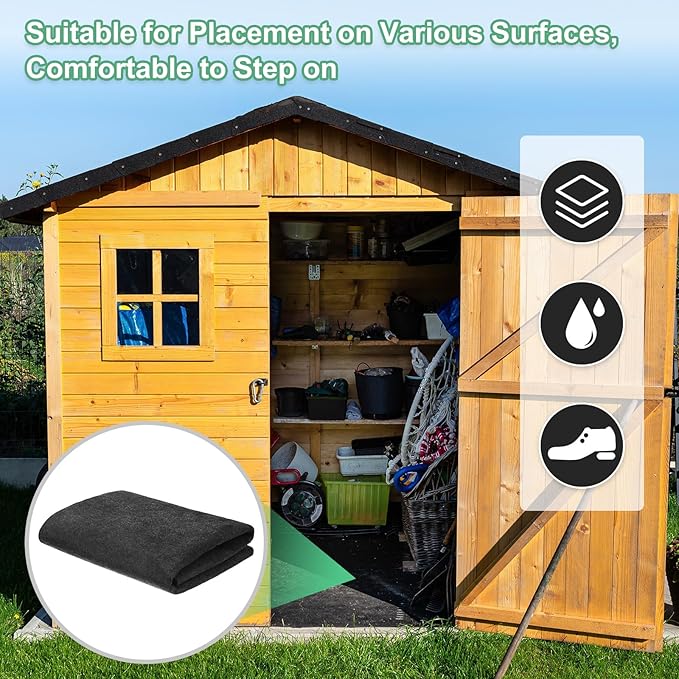 M METERXITY Outdoor Storage Shed Mat, 2x5 ft Waterproof Small Shed Flooring Mat for Patio Furniture Floor Protecting from Wear/Liquid/Dust/Oil, Non-Slip Carport Pad [Grey]