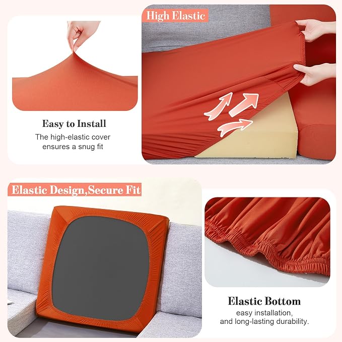 pickyNproud 14Pcs Patio Cushion Covers Stretch Outdoor Couch Cushions Slipcovers Replacement Washable Furniture Protector with Elastic Bottom Sofa Chair Seat Cover, Burnt Orange