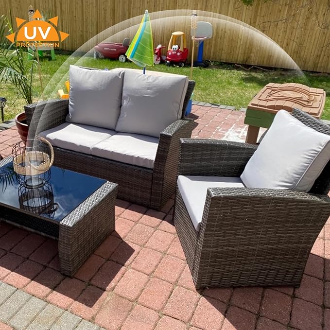 FLYMEI Patio Cushion Covers 24x24x4 Waterproof Outdoor Cushion Cover Replacement 2Packs Outdoor Seat Cushion Slipcover for Rattan Chair Sofa, Grey