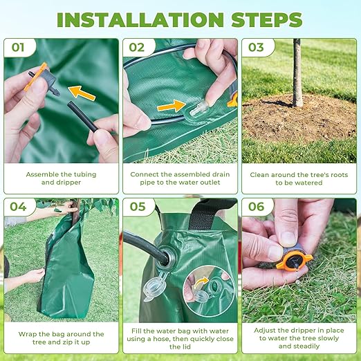 HIRALIY 20 Gallon Tree Watering Bag, 3 Pack, Slow Release 1-5 Days, Deep Root & Automatic Drip Irrigation System, for Multi-Trunk Newly Planted Small Trees and Shrubs