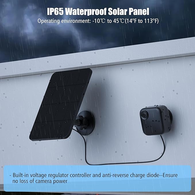 Solar Panel for Blink Camera, 4W Solar Panel Charger Compatible with New Blink Outdoor 2K+/4(4th Gen), USB-C Port, IP65 Waterproof Rubber Plug, 13.1ft Cable, Adjustable Mount(Camera Not Included)