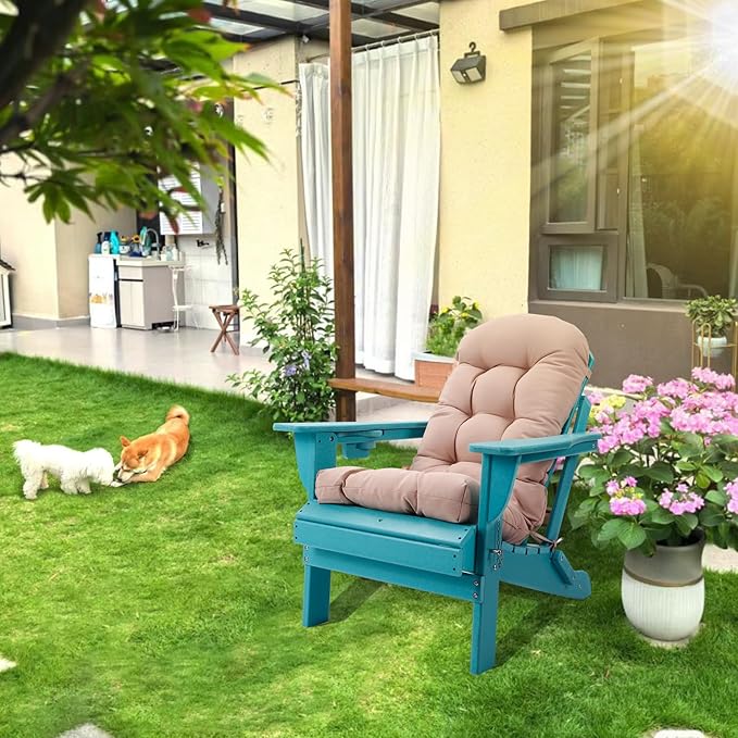 Adirondack Chair Cushion, High Back Patio Chair Cushions 48 x 19.7 x 4.7 Inch, Indoor/Outdoor Thickened Rocking Chair Cushion, Fade-Resistant & Waterproof (Beige, Set of 1)
