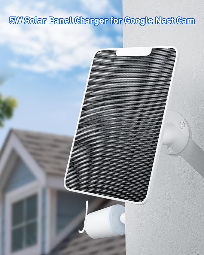 Premium Solar Panel for Google Nest Camera, 5W Camera Solar Panel Power for Google Nest Cam Outdoor & Indoor (Battery Version), Special Made for Google Nest Cam, IP65 Waterproof, w/ 13ft Cable, 3 Pack