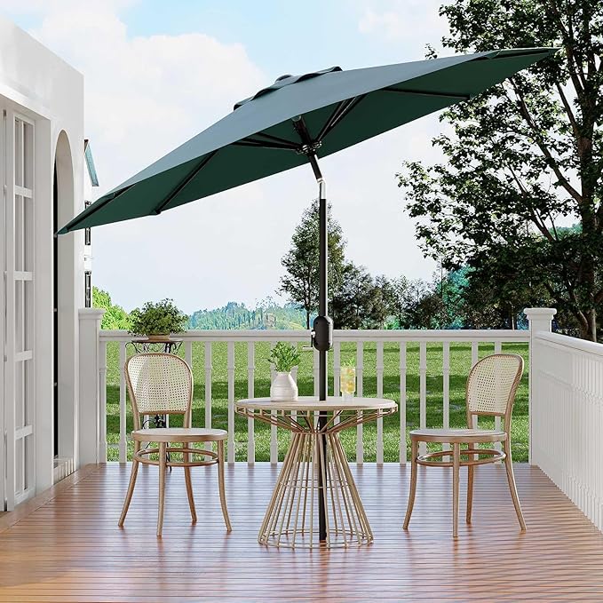 Garvee 9 ft Patio Umbrella - 8 Sturdy Ribs Outdoor Table Umbrella with Crank Lift & Push Button Tilt - Market Umbrella for Pool, Deck, Yard, Garden - Turquoise