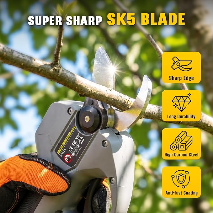 Electric Pruning Shears for DeWalt 20V Battery, Brushless Cordless Trimmer Branch Cutter with SK5 Blades, Adjustable Cutting Diameter 0.8-1.2 Inch for Garden Tree Pruner Branch(Tool Only)